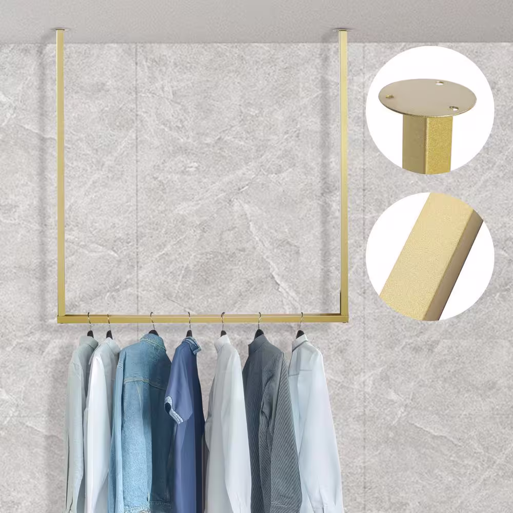 None Gold Iron Clothes Rack 39.37 in. x 39.37 in.