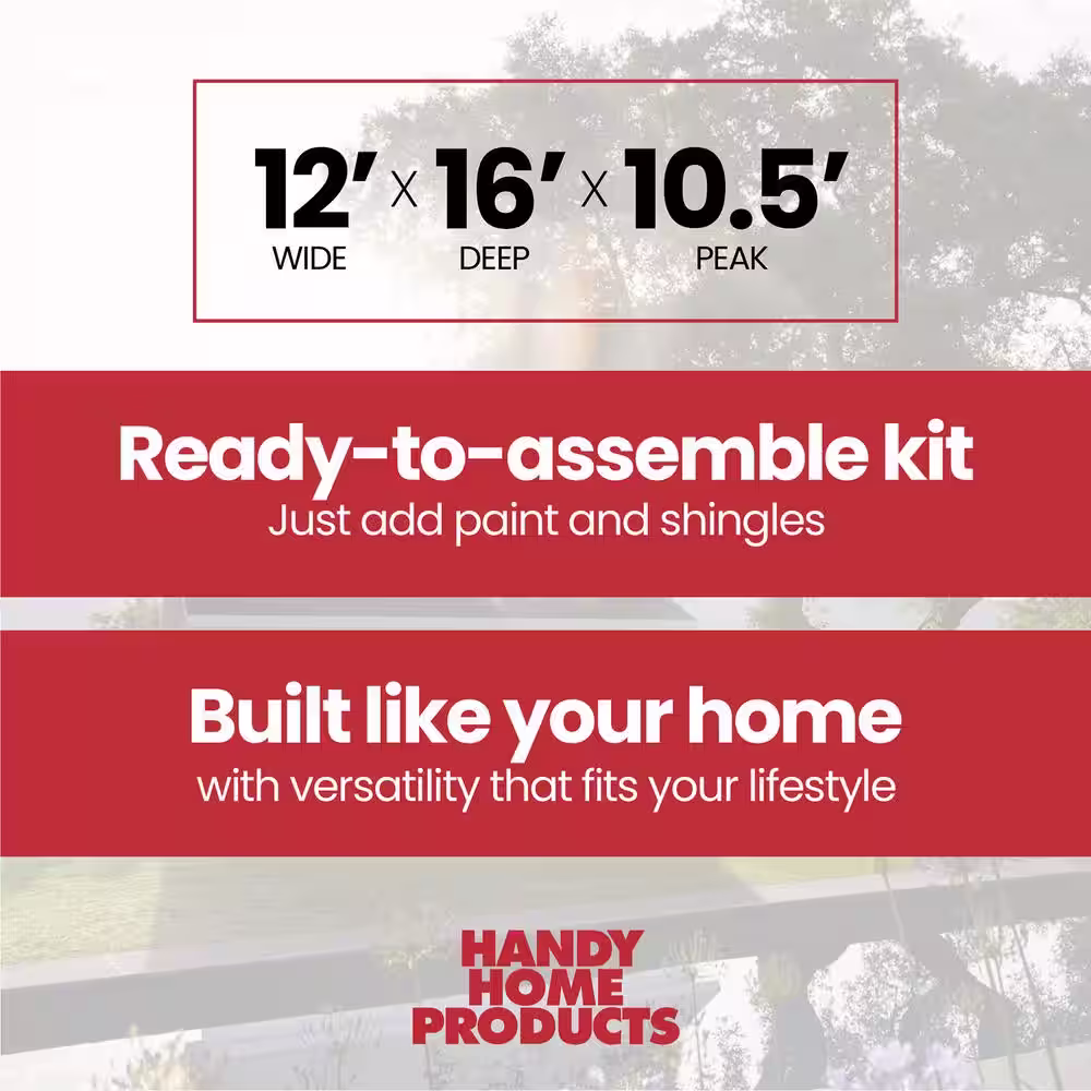 Handy Home Products Do-it Yourself Scarsdale 12 ft. W x 16 ft. D Multi-purpose Wood Shed With Floor (192 sq. ft.)