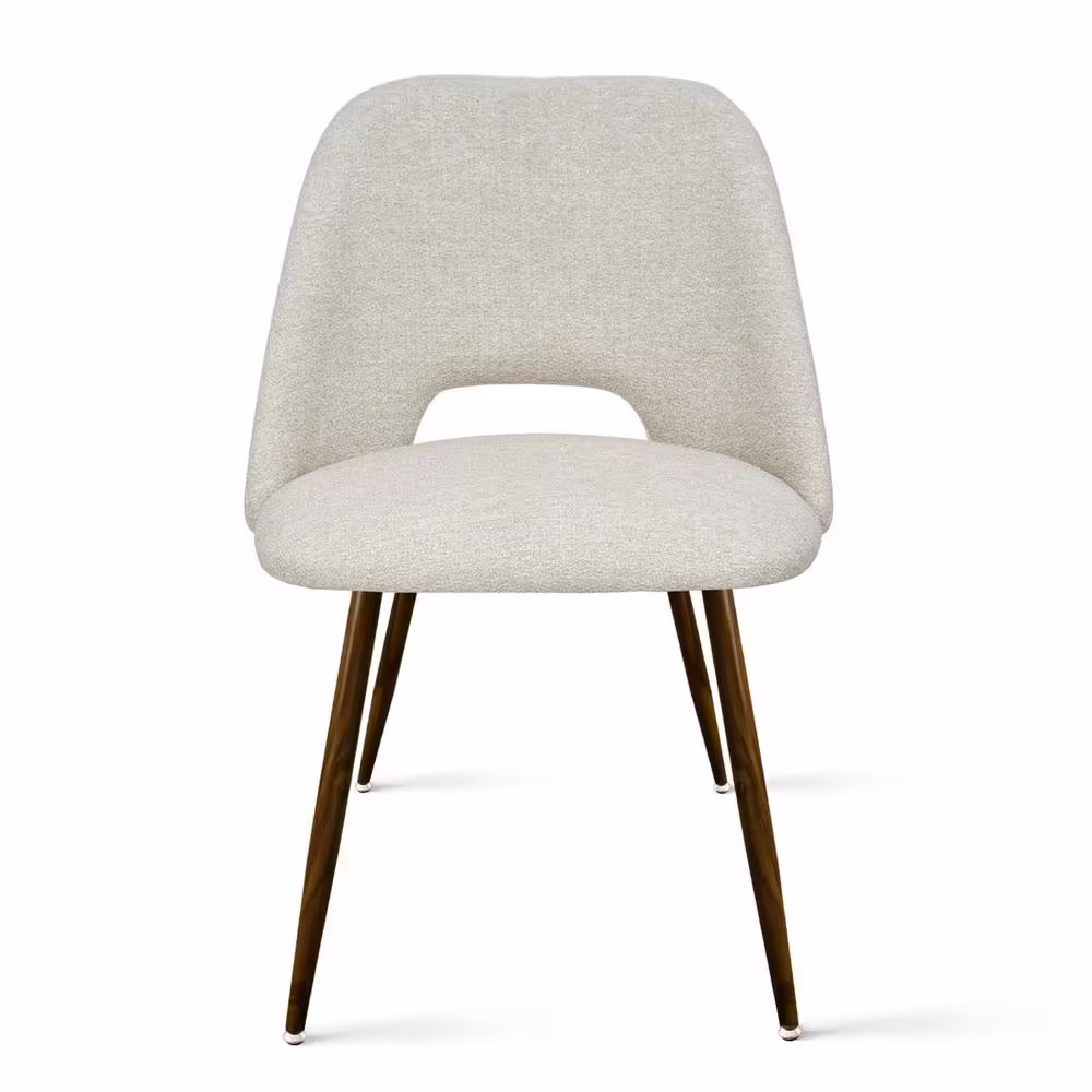 None Upholstered Modern Cutout Back Dining Chair with Walnut Leg (Set of 4)