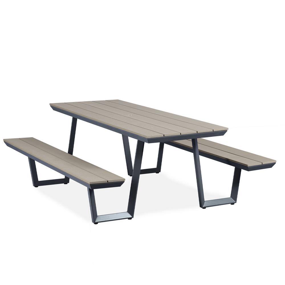 None 78 in. Gray Rectangle Picnic Table