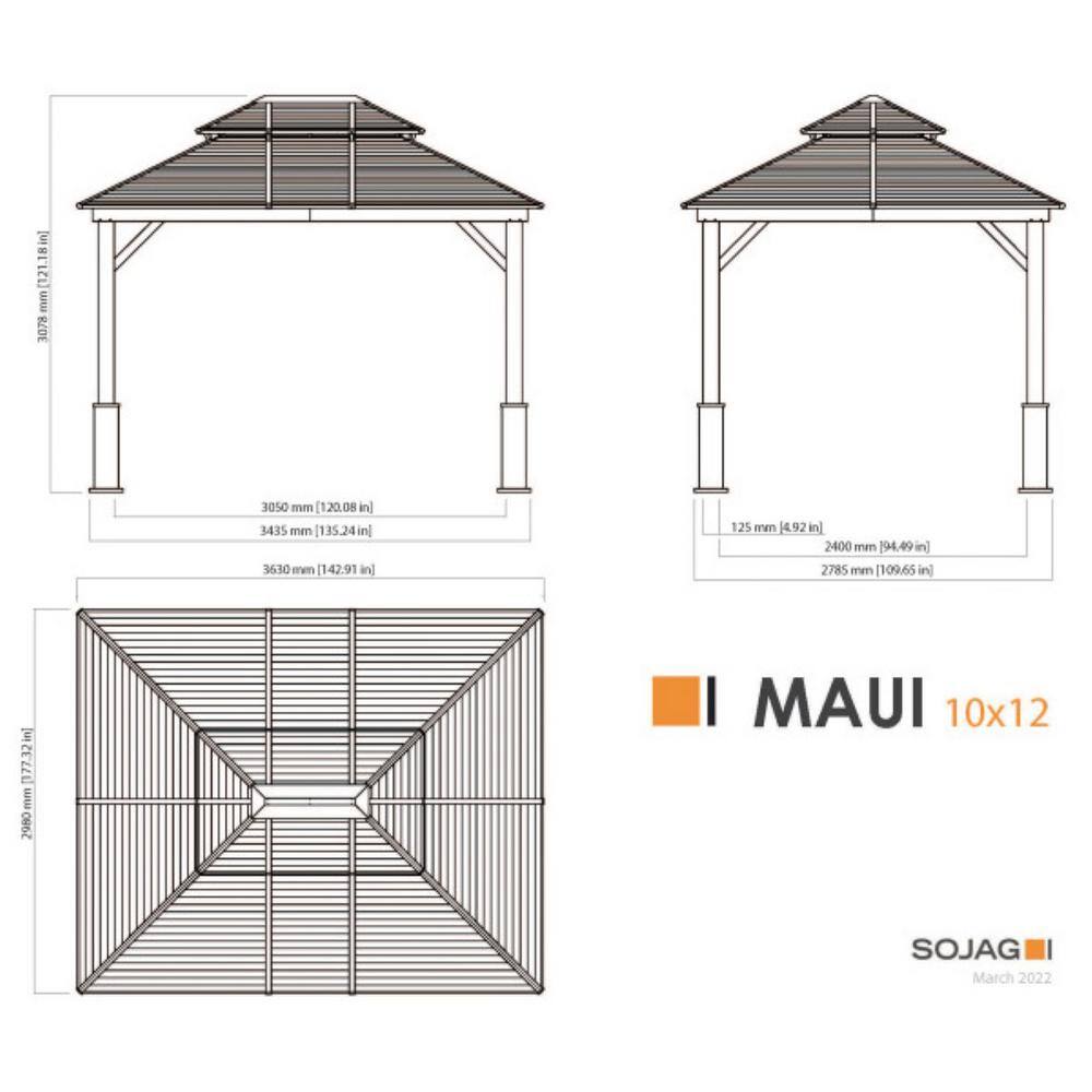 Sojag 10 ft. x 12 ft. Spun Maui/Cove Black Curtains