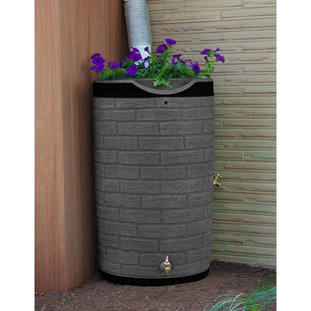 Good Ideas Impressions Downton 50 Gallon Darkened Ribs Dark Granite Rain Barrel