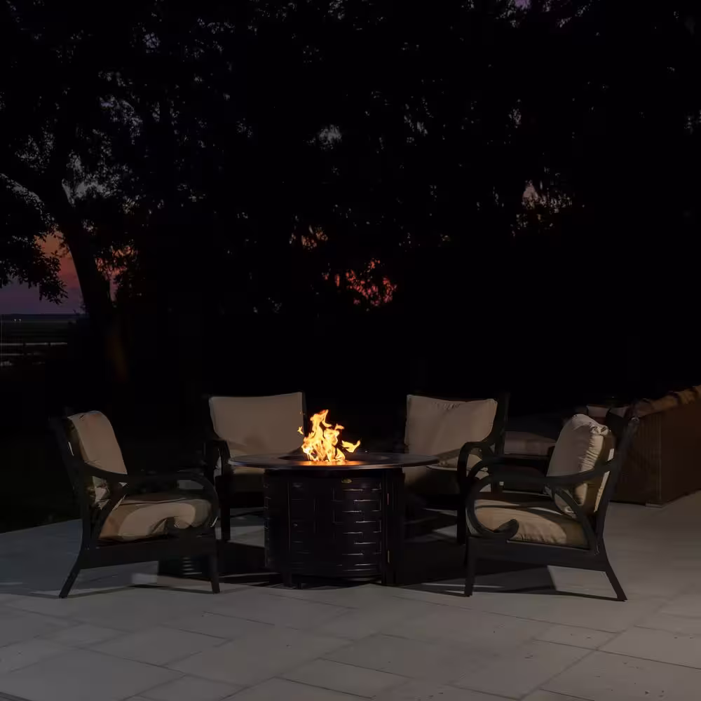 Fire Sense Perissa 44 in. Woven Aluminum LPG Fire Pit in Antique Bronze