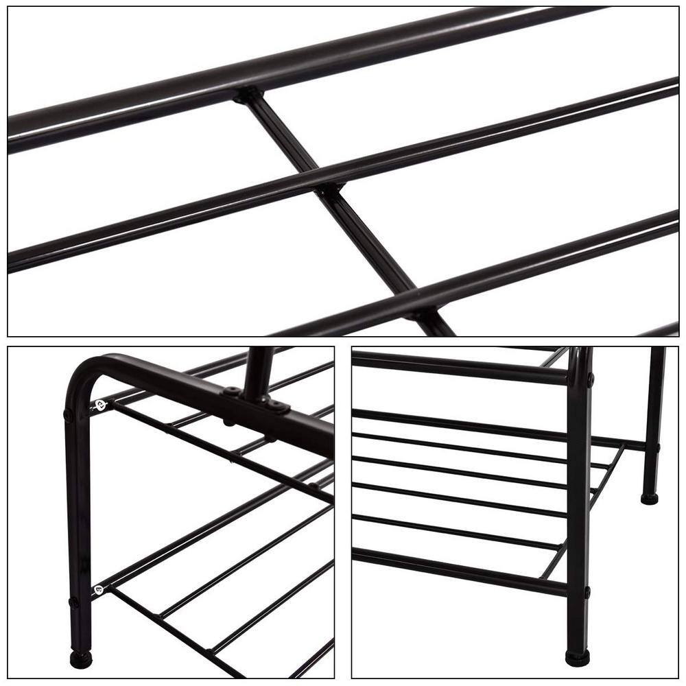 None Black Metal Garment Clothes Rack with Shelves 47 in. W x 62 in. H