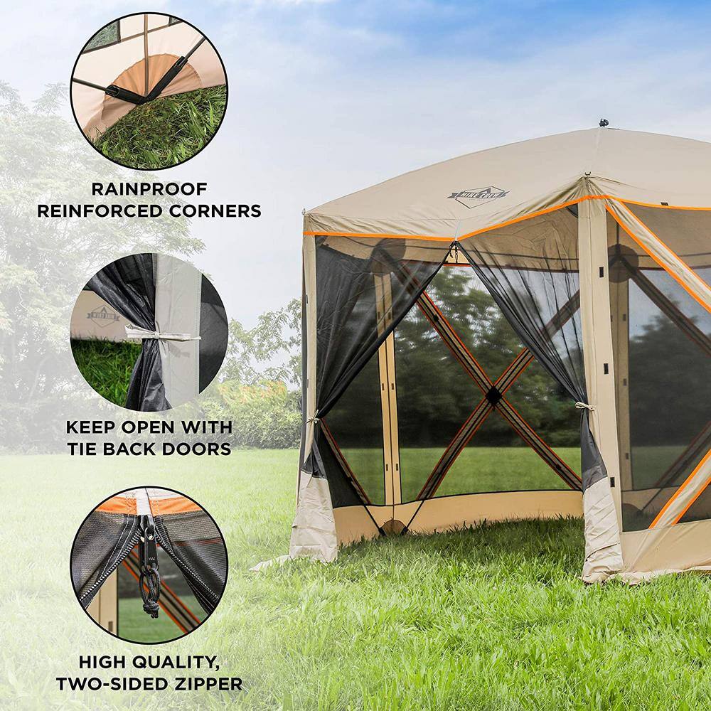 None 140 in. x 140 in. 6-Panel Pop-Up Gazebo Screen House Gazebo
