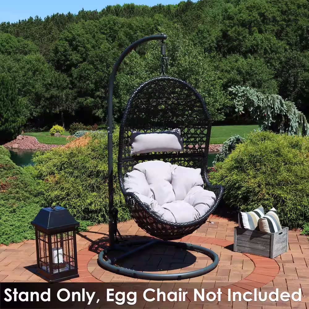 Sunnydaze Decor 76 In. Egg Chair Stand with Extra-Wide Round Base and Powder-Coated Steel Construction