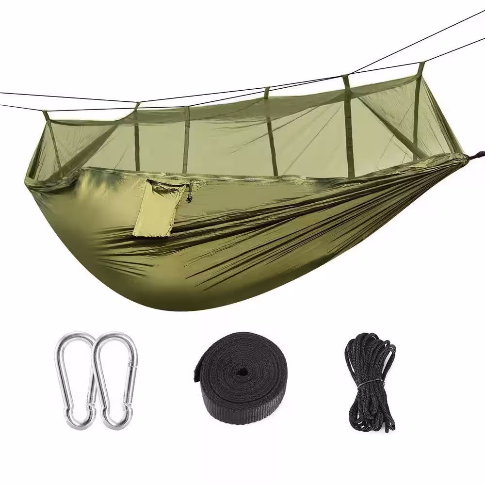 None 8.5 ft. Portable Nylon 600lbs Load 2 Persons Hammock with Mosquito Net