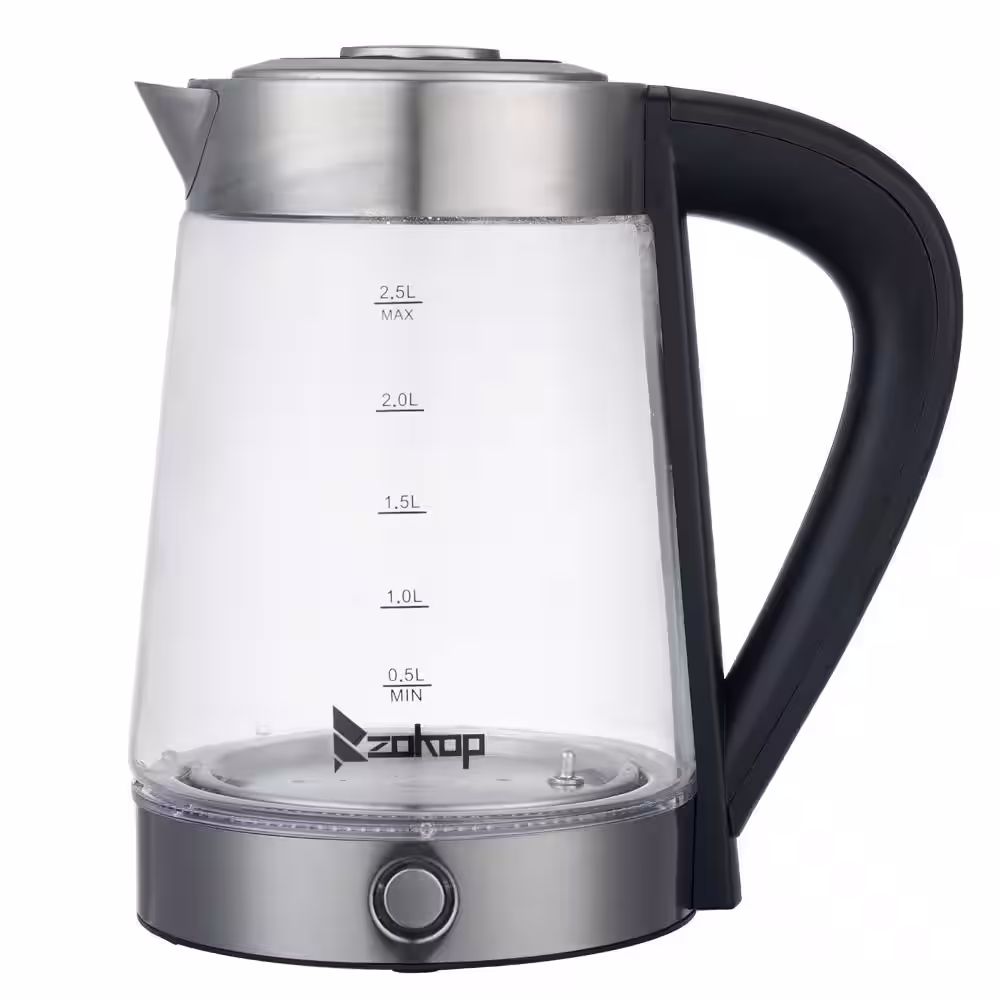 None 10.4-Cup Glass and Stainless Steel Electric Kettle with Temperature Control