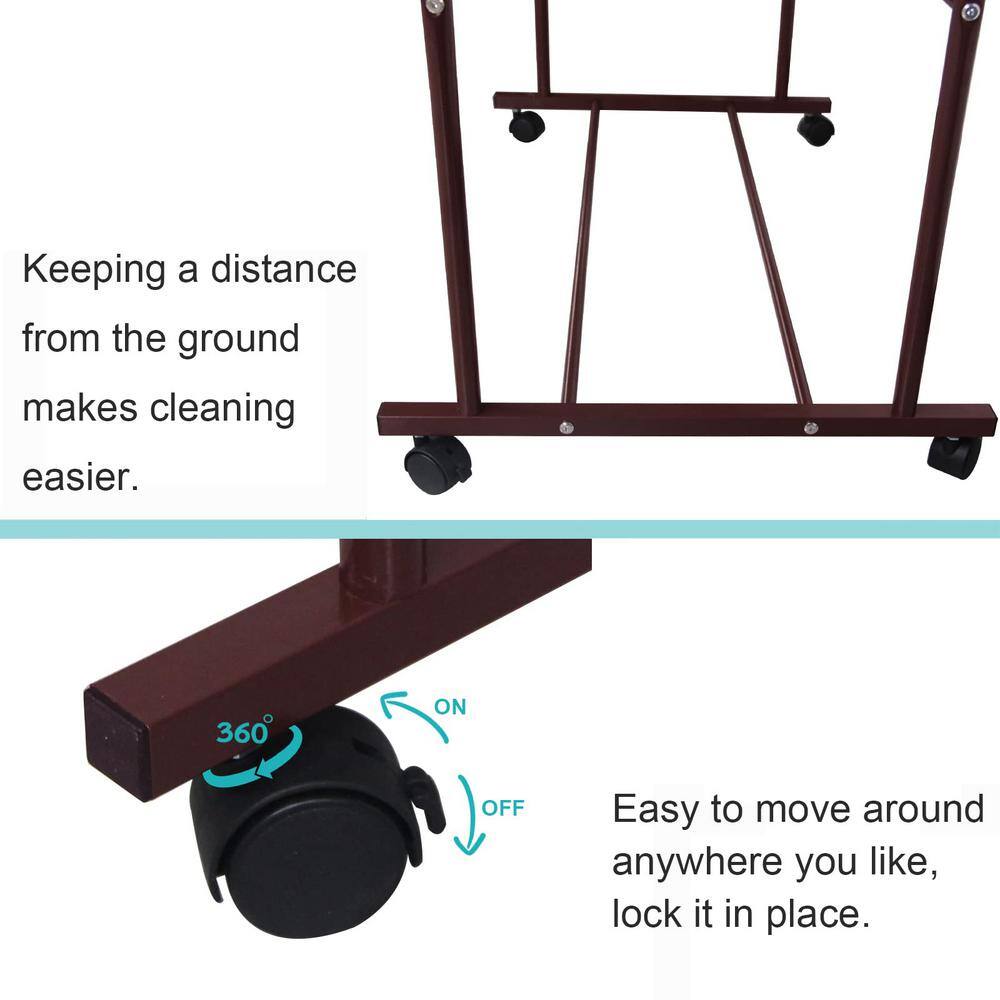 None Bronze Metal Garment Clothes Rack Double Rods 31.5 in. W x 63 in. H