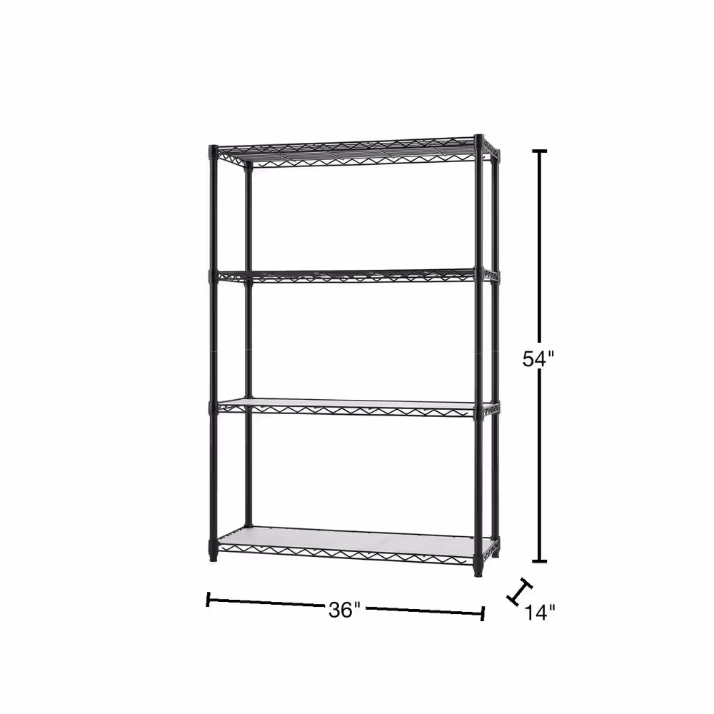 TRINITY Black 4-Tier Steel Wire Shelving Unit (36 in. W x 54 in. H x 14 in. D)