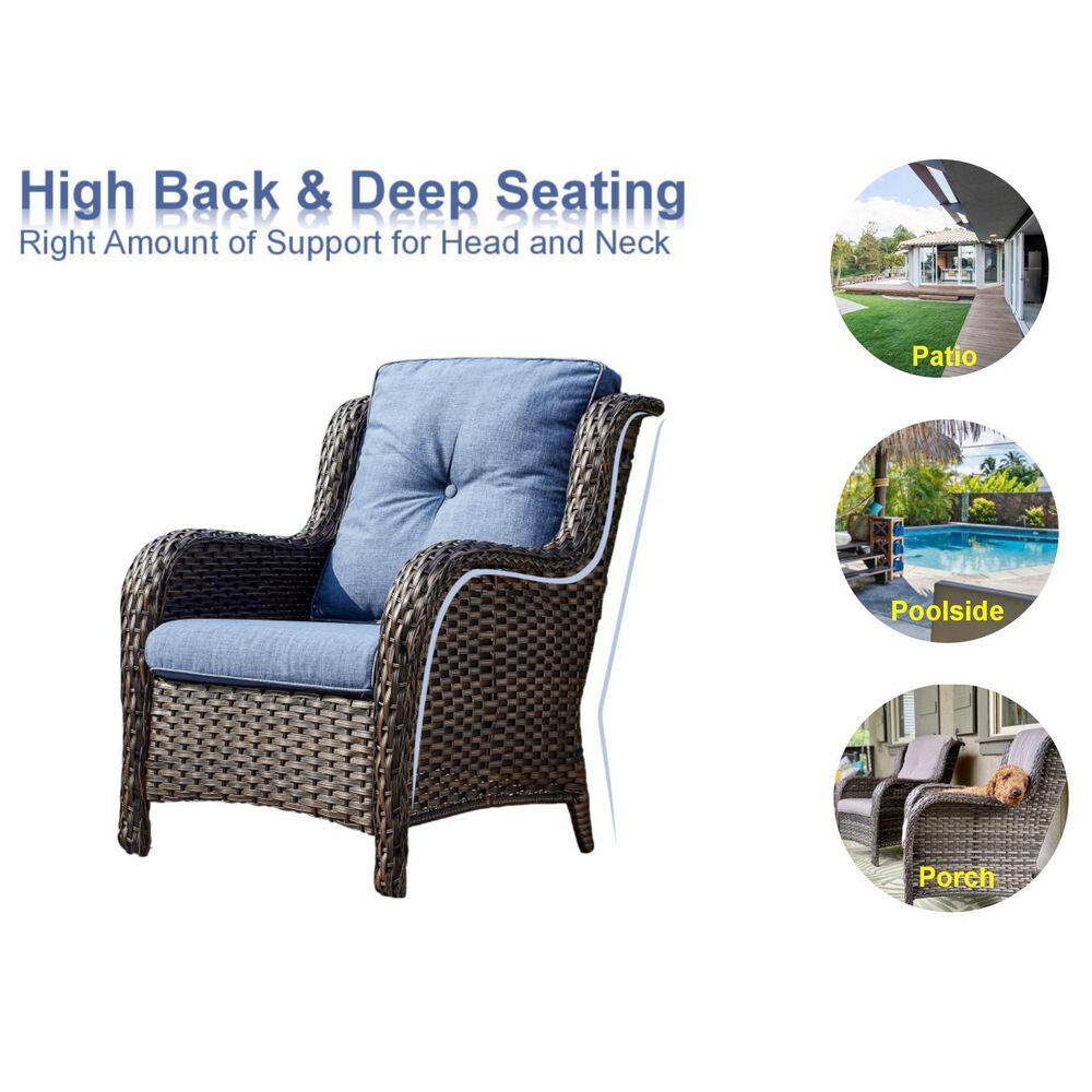 Gymojoy Carolina 4-Piece Wicker Patio Conversation Set with Gray Cushions