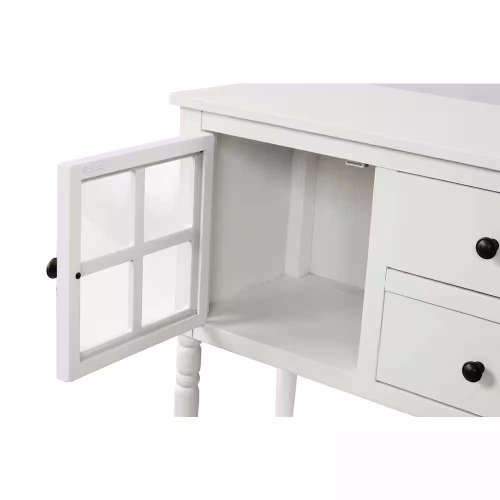 Harper & Bright Designs 42 in. White Standard Rectangle Wood Console Table with Bottom Shelf with Drawers
