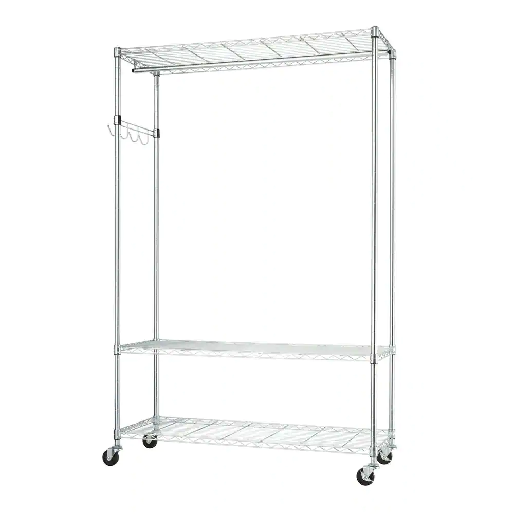 Trinity Chrome Steel Clothes Rack 48 in. W x 75.5 in. H