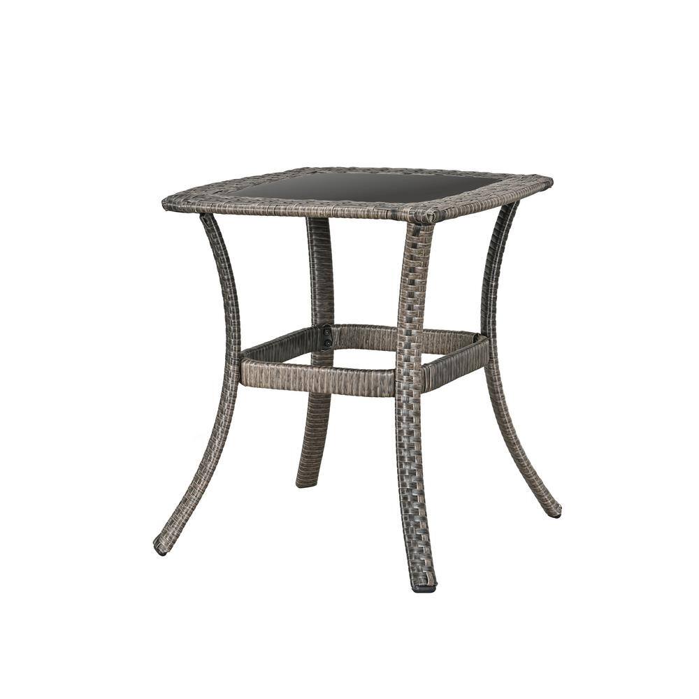 Patio Festival 3-Piece Wicker Patio Conversation Set with Gray Cushions