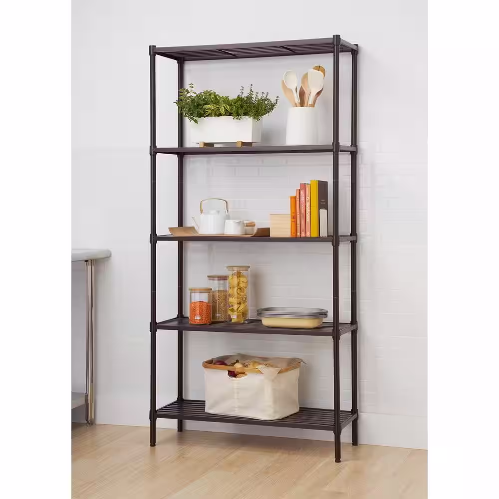 TRINITY Bronze 5-Tier Steel Wire Shelving Unit (36 in. W x 72 in. H x 14 in. D)