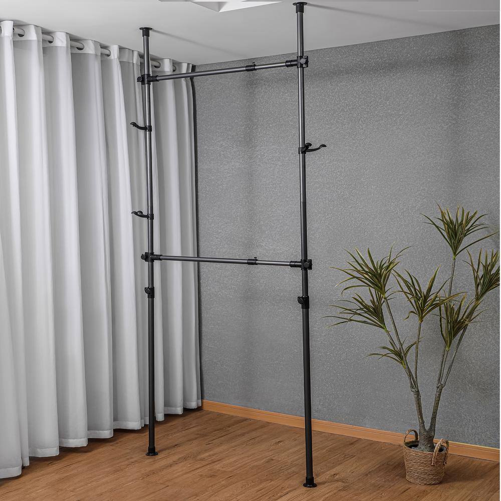 Tidoin Black Steel Clothes Rack 47 in. W x 119 in. H