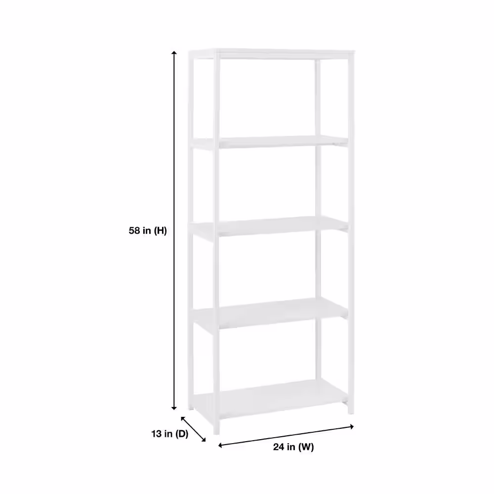 StyleWell Donnelly White 5-Shelf Accent Bookcase with Open Back (58 in. H)