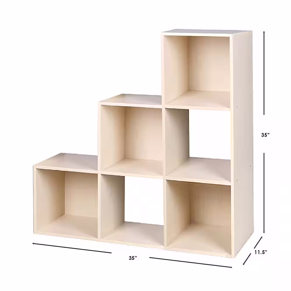 Home Basics Open and Enclosed Tiered 6 MDF Cube Organizer, Oak