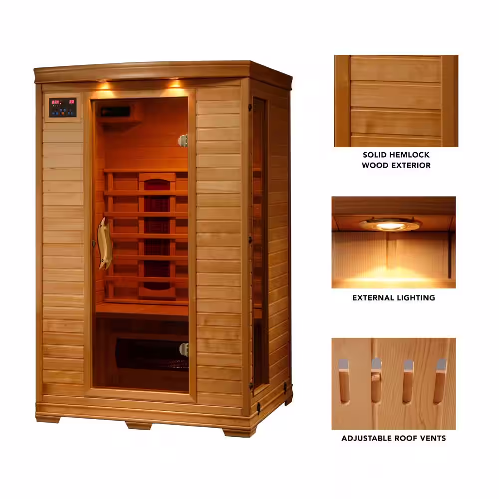 Radiant Sauna 2-Person Hemlock Infrared Sauna with 5 Ceramic Heaters