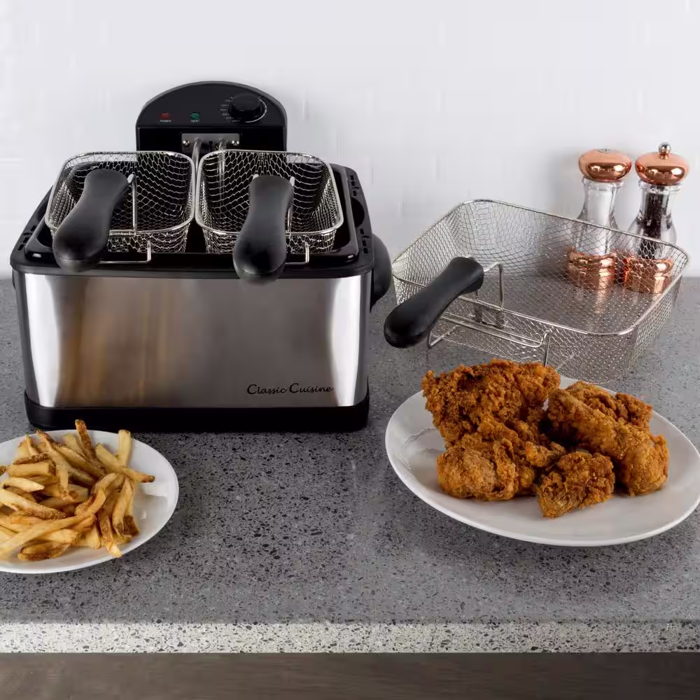 Classic Cuisine 4 Qt. 3-Basket Electric Deep Fryer (5-Piece)