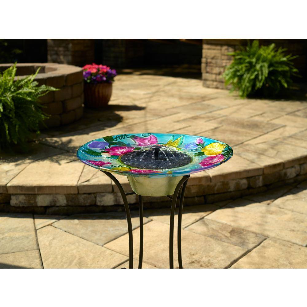 Smart Solar Hummingbird Glass Solar Birdbath