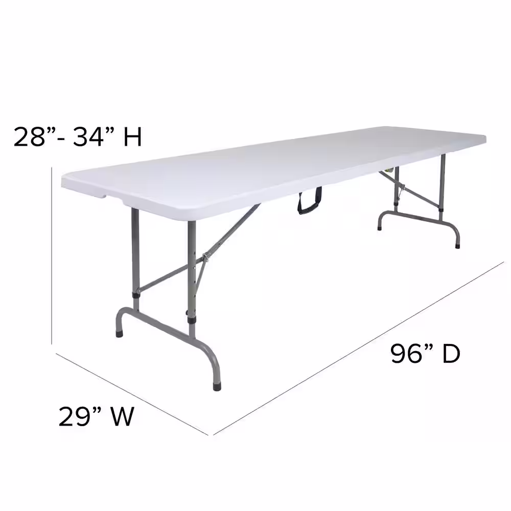 None 96 in. Granite White Plastic Tabletop Metal Frame Folding Table