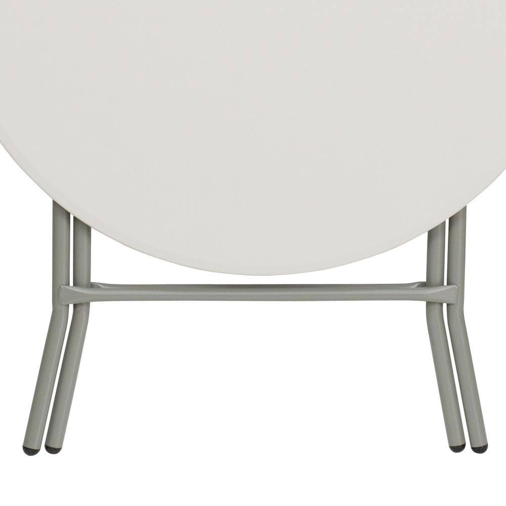 None 31.5 in. Granite White Plastic Tabletop Metal Frame Folding Table