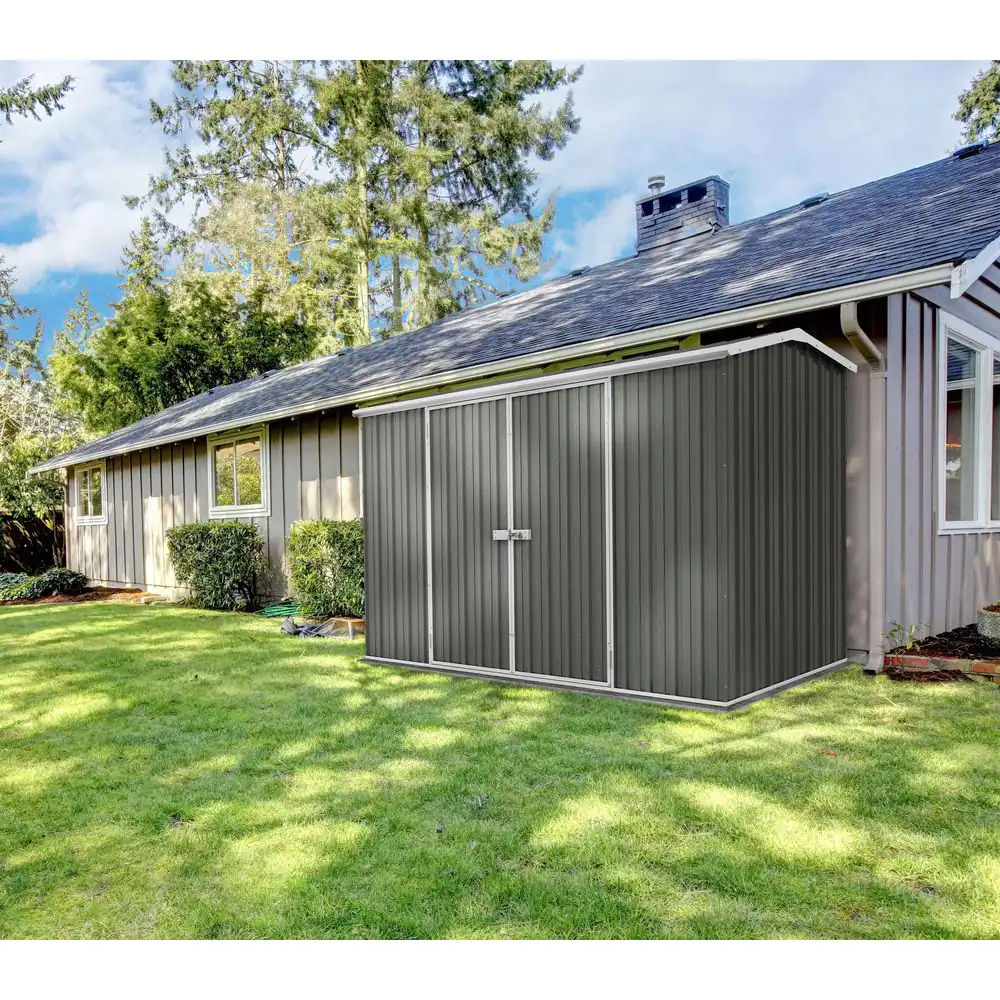 ABSCO Premier 10 ft. x 10 ft. Galvanized Steel Shed in Woodland Gray with SNAPTiTE assembly system (100 sq. ft.)