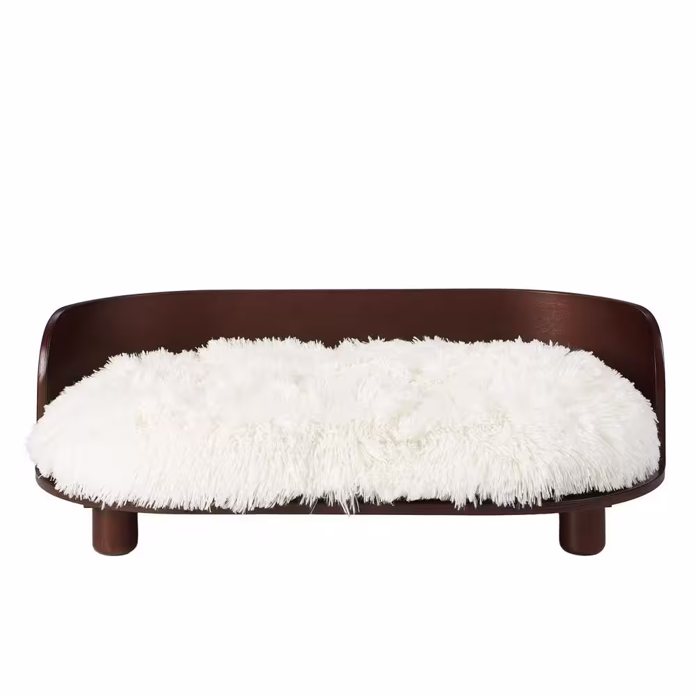 None Kuai Medium Bent Wood Dark Brown Cat Bed