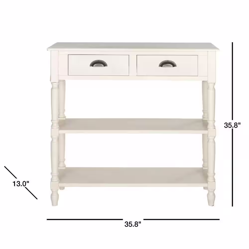 SAFAVIEH Salem 36 in. 2-Drawer White Wood Console Table
