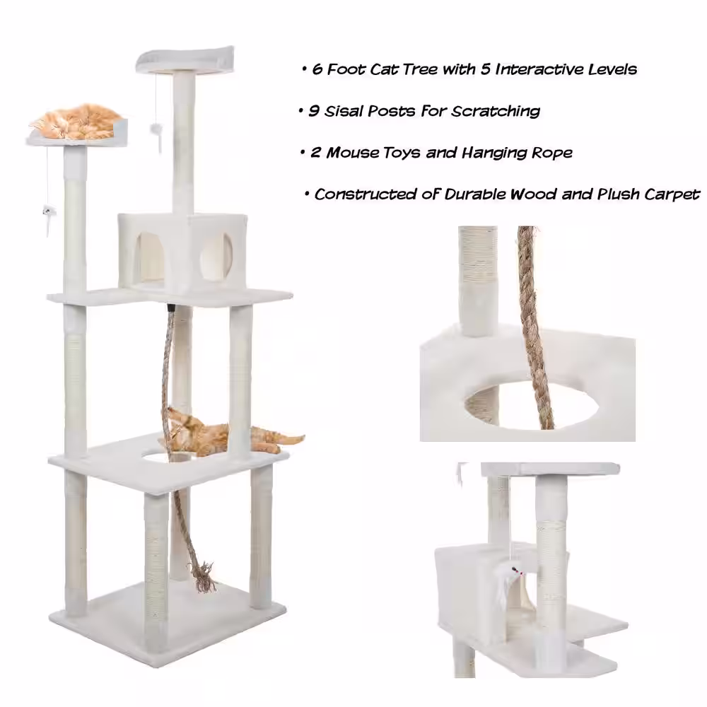 Petmaker 6 ft. Sleep and Play Cat Tree