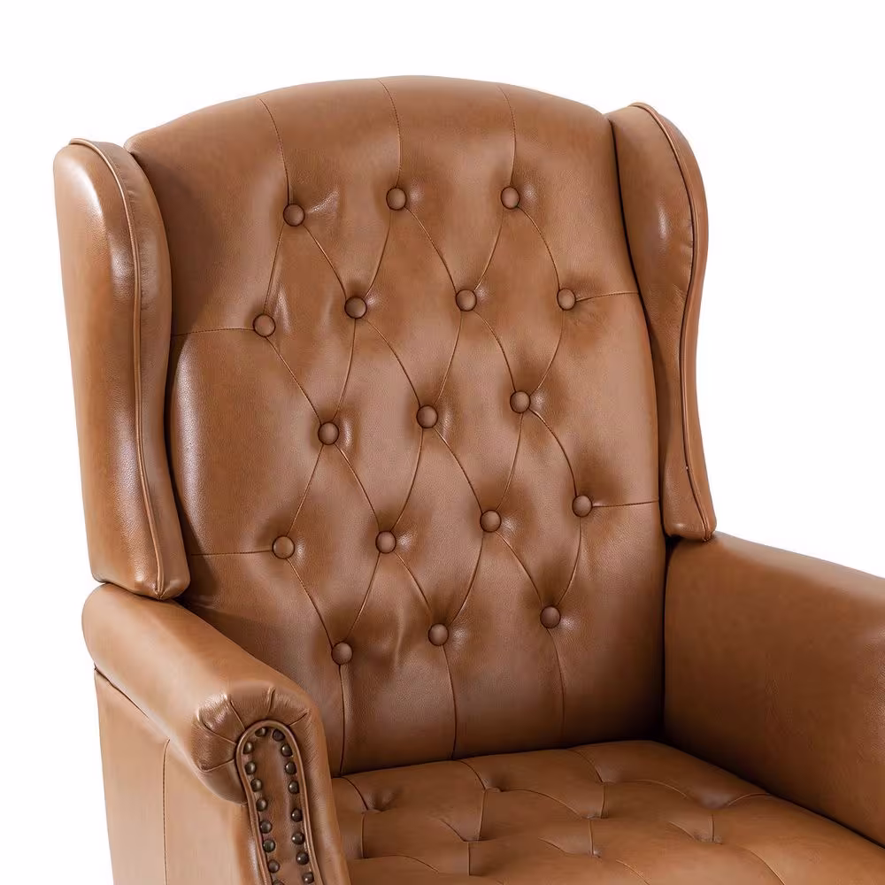 JAYDEN CREATION Micaela Camel Swivel Executive Chair with Nailhead Trim