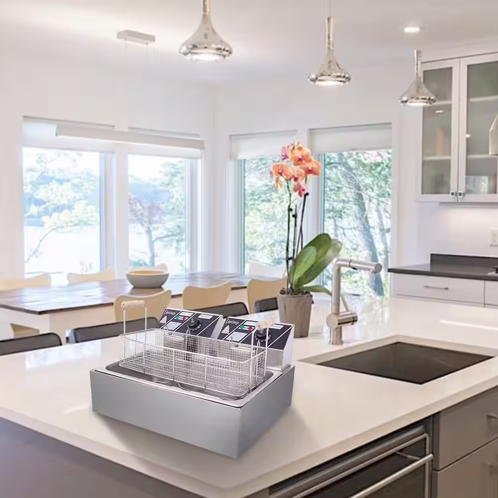 None 12.7 qt. Stainless Steel Large Electric Deep Fryer