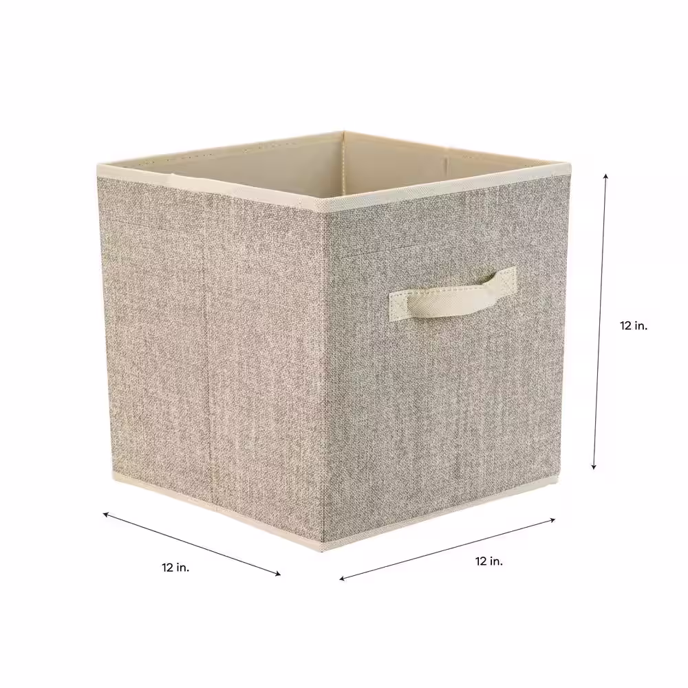 Simplify 12 in. H x 12 in. W x 12 in. D Beige Plastic Cube Storage Bin
