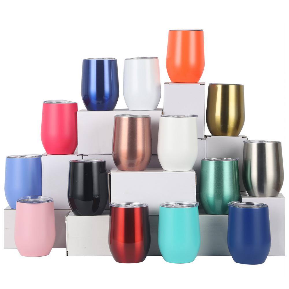 None 12 oz. Stainless Steel Eggshell Cup-Bright Red Cooler Rust proof