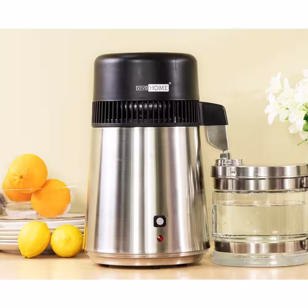 VIVOHOME 16-Cup Brushed 304 Stainless Steel Water Distiller Machine with LCD Screen