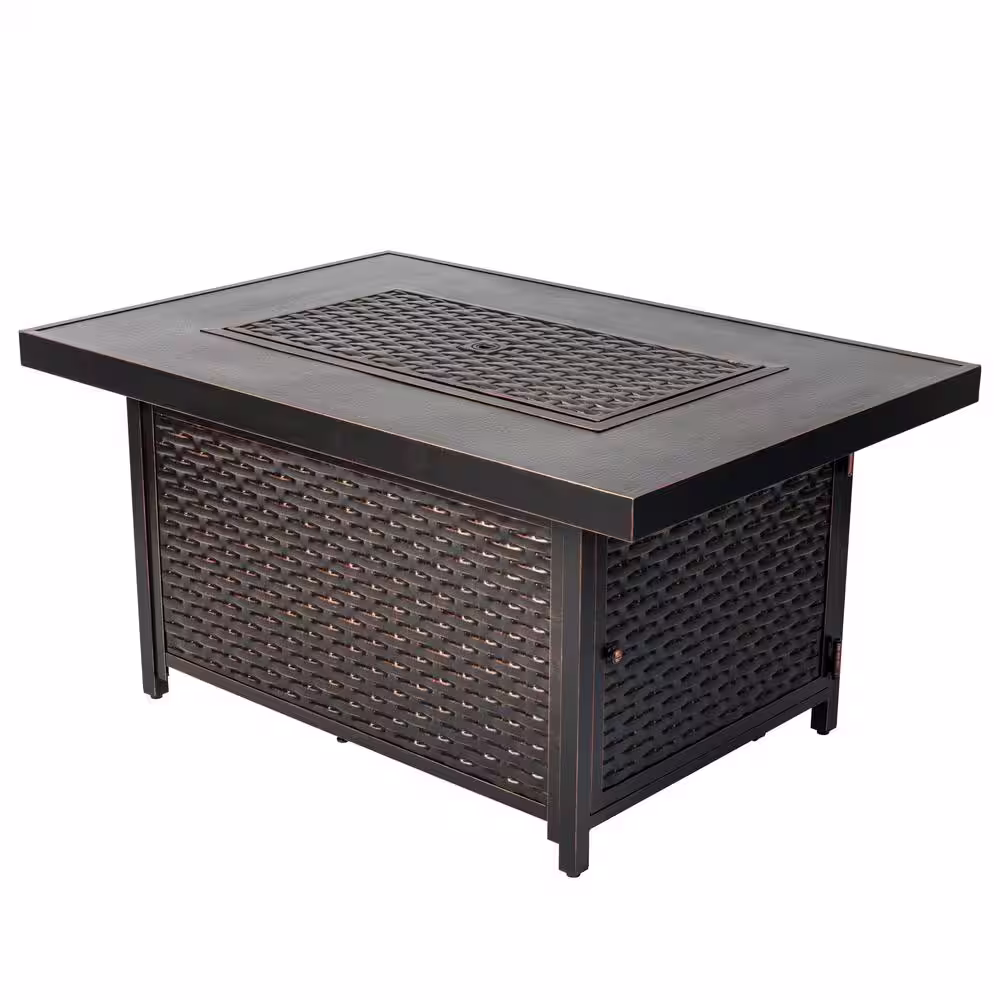 Fire Sense Baker 48 in. x 24 in. Rectangle Aluminum Propane Fire Pit Table in Antique Bronze
