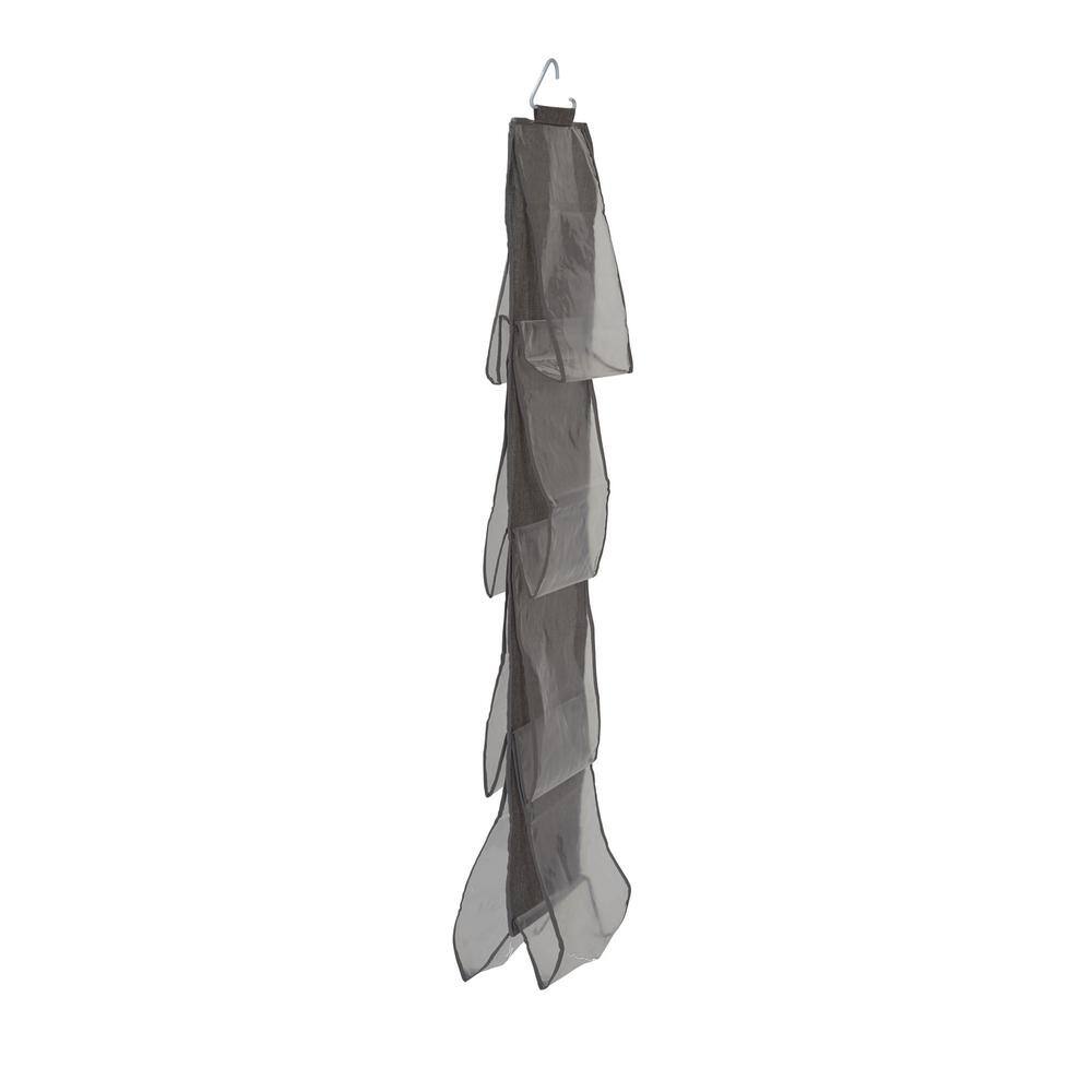 HOUSEHOLD ESSENTIALS 60 in. H 8-Pair Medium Gray Fabric Hanging Shoe Organizer