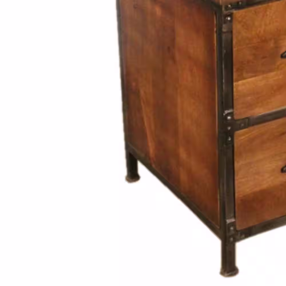 None Rustic 2-Drawer Brown Filing Cabinet