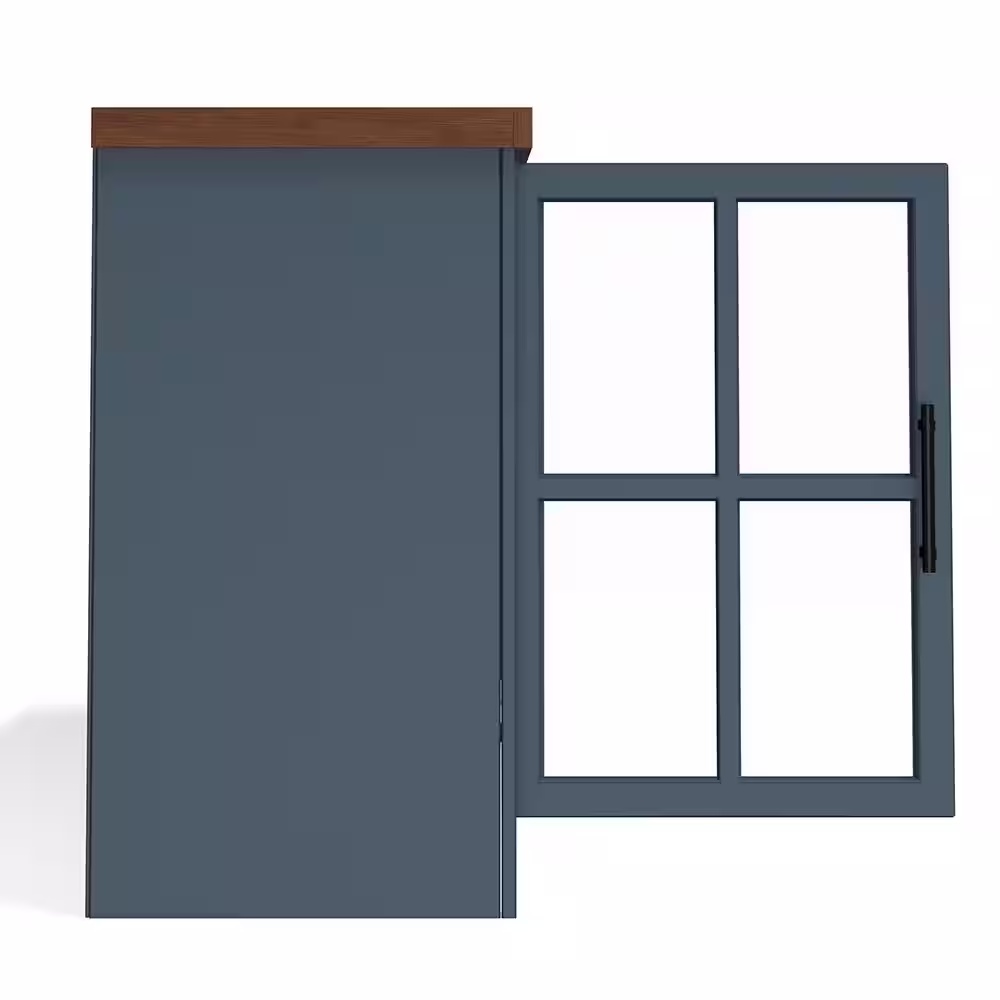 None 66 in. Fully Assembled Blue and Whiskey TV Stand, Fits TV's up to 75 in.