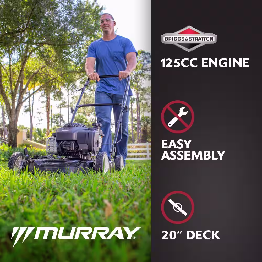 Murray 20 in. 125 cc Briggs & Stratton Walk Behind Gas Push Lawn Mower with 4 Wheel Height Adjustment and Prime 'N Pull Start
