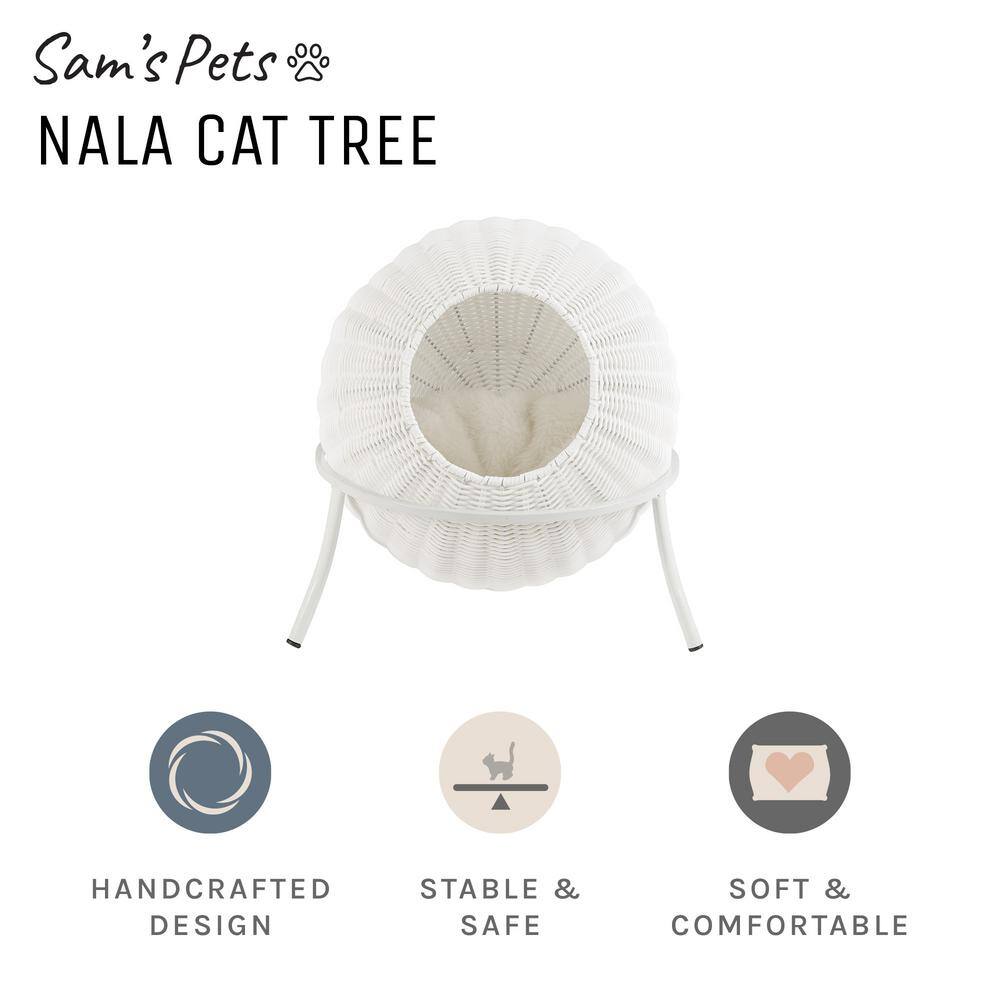 None Nala Wicker Cat Bed Medium in White