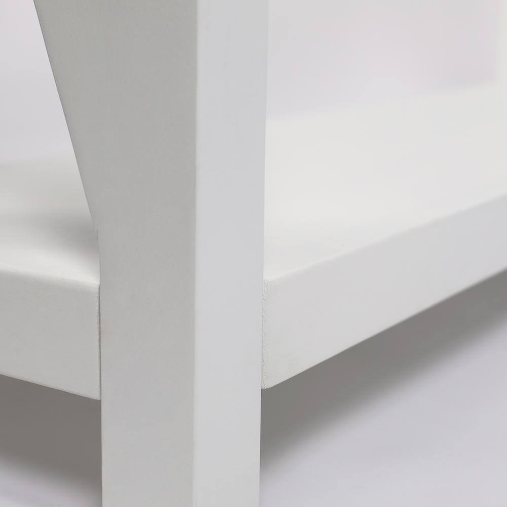 AndMakers Agatha 31.5 in. Carrara White Rectangular Italian Marble Console Table with White Legs