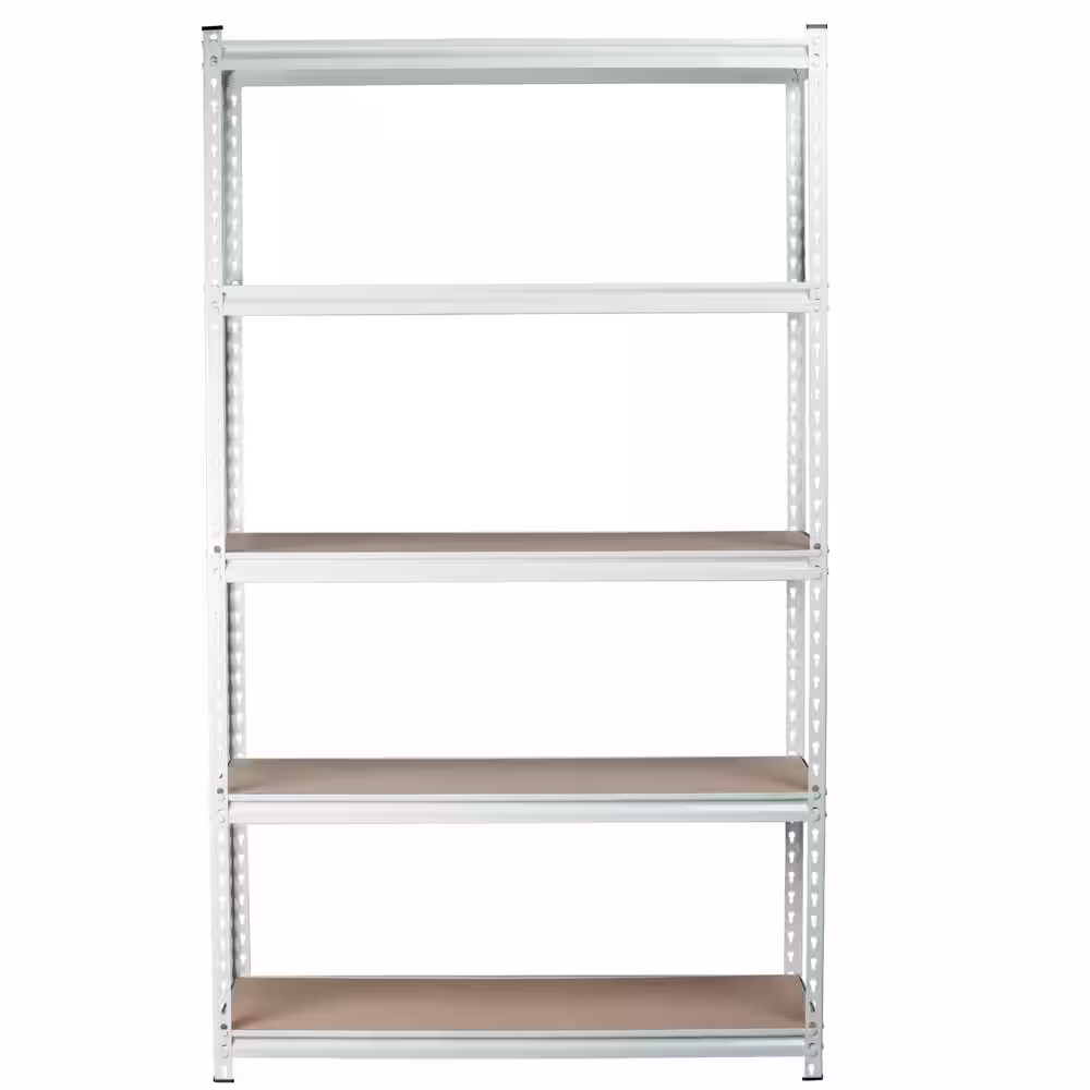 None White 5-Tier Boltless Tier Height Adjustable Steel Frame Garage Storage Rack Shelving Units (42