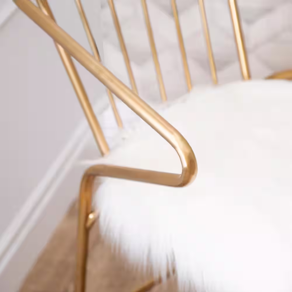 DEVON & CLAIRE Lucky Gold And Faux Fur Dining Chair