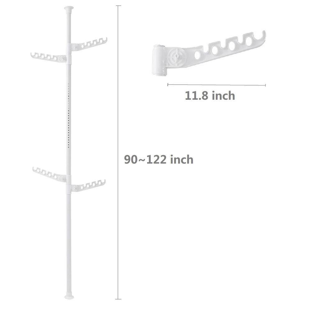 Tidoin 24 in. x 122 in. White Metal Clothes Rack
