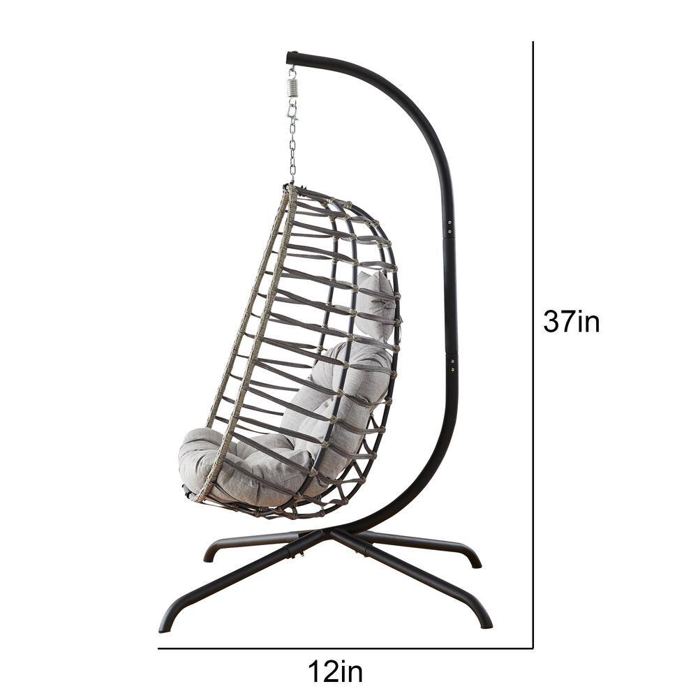 Pocassy 3 ft. Metal X-Shape Hanging Chair Hammock Stand in Black