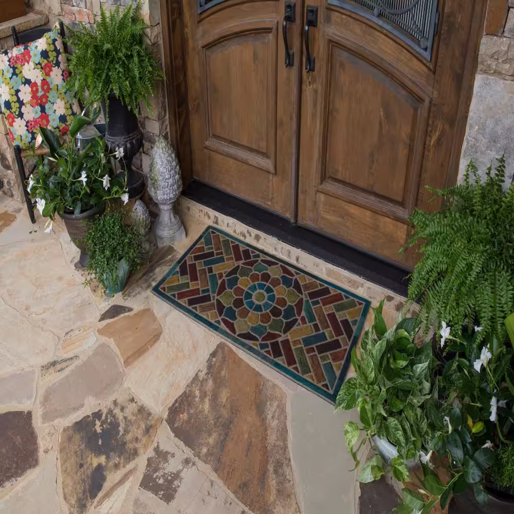 Mohawk Home Woodblock Garden 24 in. x 48 in. Ornamental Entry Mat