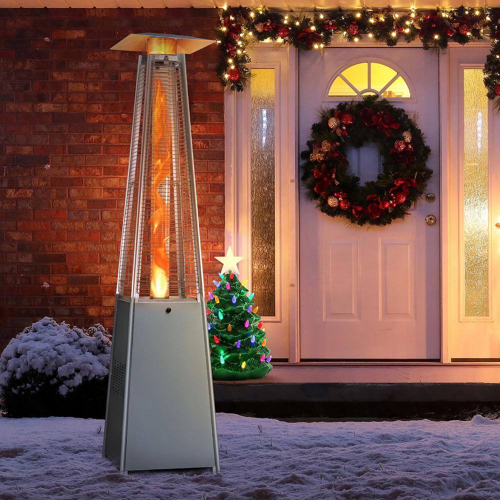 None 45,000 BTU Silver Stainless Steel Propane Gas Patio Heater