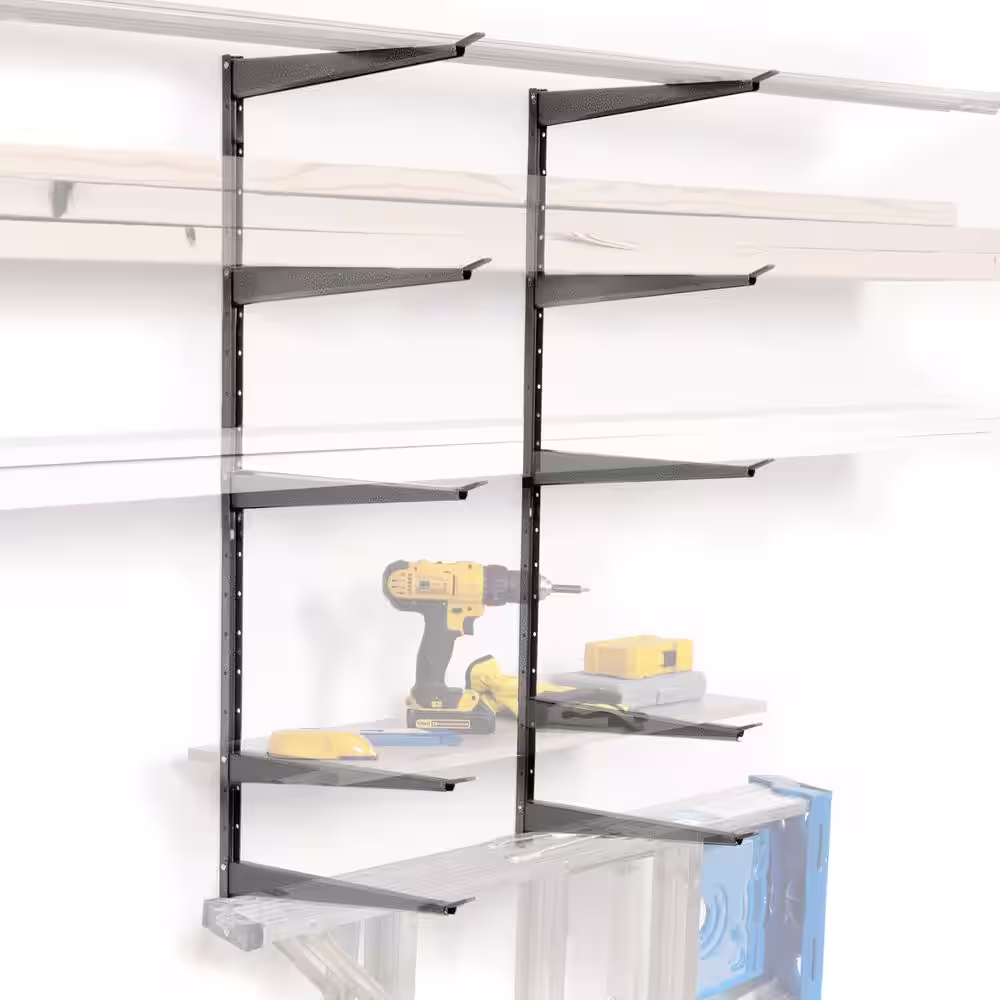 Delta 16 in. x 41 in. Heavy Duty Wall Rack, Adjustable 5 Tier Lumber Rack Holds 800 lbs. Steel Garage Wall Shelf with Brackets